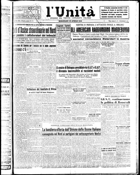 L'Unità : organo centrale del Partito comunista italiano